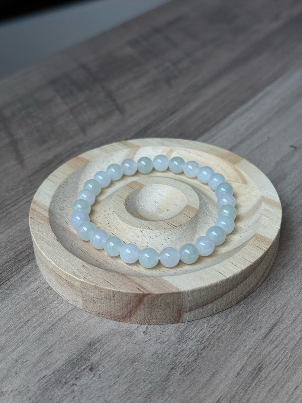 Natural Icy Lavender Green Jade Bracelet 7mm